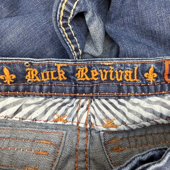Rock Revival Jeans Women's 27 (4) Dark Blue Anja Boot Cut Preppy Western Bling - Picture 10 of 15